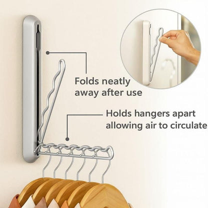 Compact Folding Rail Holder With 5 Hangers Capacity